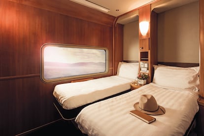 Las cabinas de The Ghan, confort para aventureros en el desierto rojo de Australia.