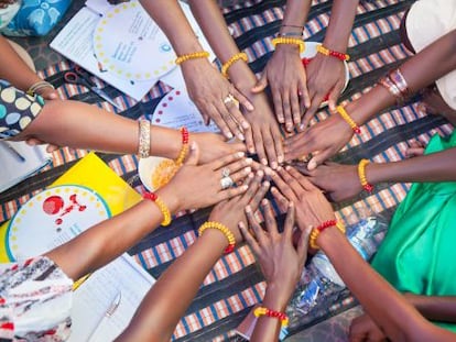 Mujeres durante un taller de sensibilizaci&oacute;n sobre higiene menstrual en Louga, Senegal.