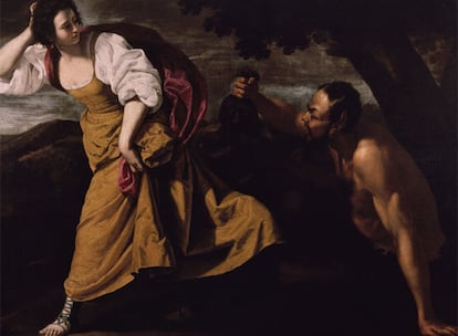 El  óleo sobre lienzo Sátiro y ninfa, de  Artemisia Gentileschi.