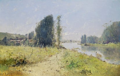 Las orillas del río Yonne, en un cuadro de Victor Viollet-Le-Duc.  