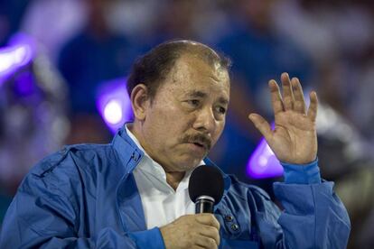 Daniel Ortega, en la inauguración del nuevo estadio de béisbol en Managua este jueves.