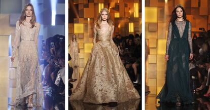 El desfile de Elie Saab era uno de los más esperados de la cuarta jornada de la semana de alta costura de París. El diseñador de las estrellas, no hay famosa que no haya lucido uno de sus vestidos en una alfombra roja, se ha mantenido fiel a su estilo. Elegantes y vaporosos vestidos llenos de bordados e incrustaciones.