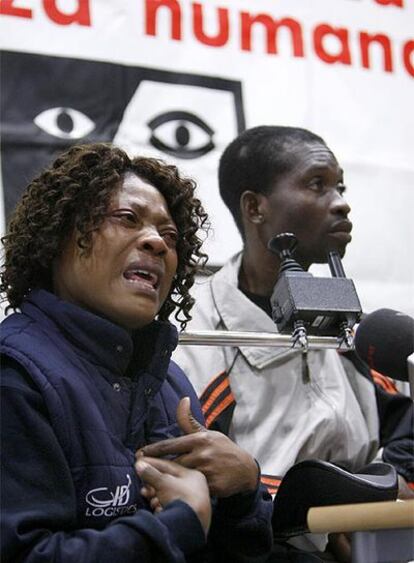 Miwa Buene Monake y Mireie Nynewile Mbuyi, durante la rueda de prensa en el Centro de Lesionados Medulares de Vallecas.