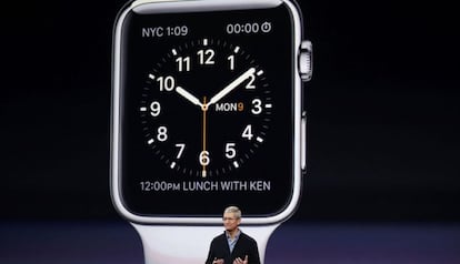 Tim Cook, el CEO de Apple, durante la presentación del Apple Watch