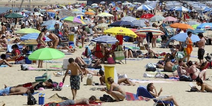 La playa donostiarra de la Concha, esta mañana