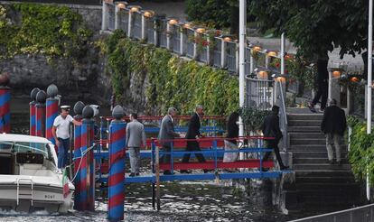 Barack Obama y George Clooney, desembarcan el pasado en la casa que el actor tiene en el lago de Como el pasado 23 de junio.