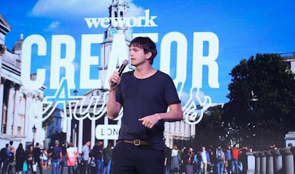 Ashton Kutcher en la presentación de los premios Wework Creator en Londres en octubre de 2018. 