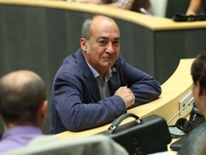 El diputado general de Gipuzkoa, Martin Garitano, antes de comenzar el debate de política general.