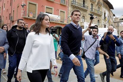 Inés Arrimadas y Albert Rivera, esta semana en Vic (Cataluña).