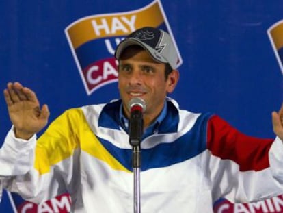 Henrique Capriles, durante la rueda de prensa.
