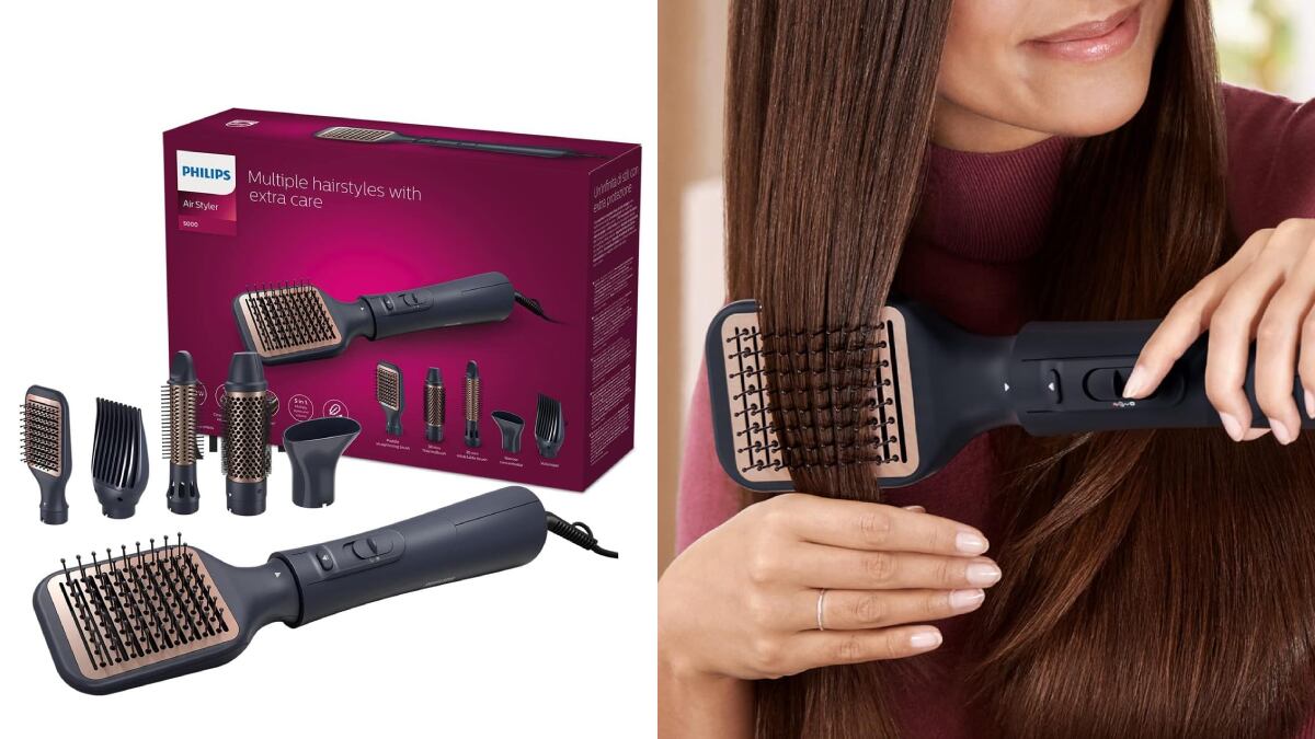 Cepillo moldeador con cinco accesorios, de Philips.
