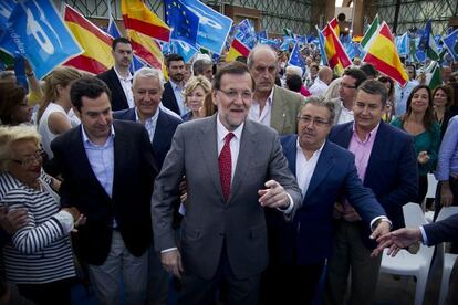 Mariano Rajoy, en el mitin del PP en Sevilla.