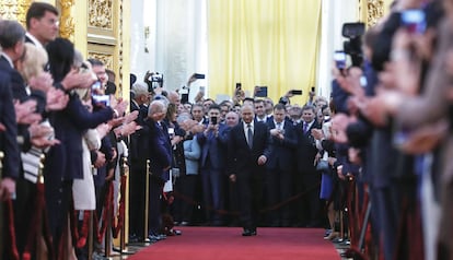 El presidente Vladimir Putin antes de la ceremonia en el Kremlin.