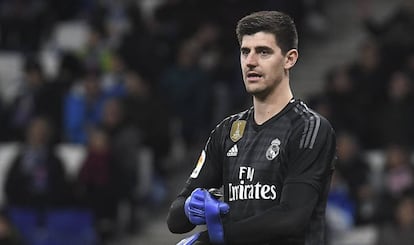 Thibaut Courtois durante un partido del Real Madrid contra el Espanyol el pasado enero. 