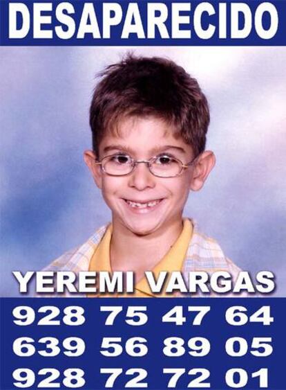 Foto difundida para localizar al niño Yeremi Vargas, desaparecido de su domicilo de Vecindario (Gran Canaria).