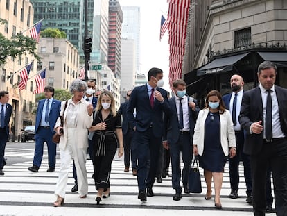 Pedro Sánchez, el miércoles en Nueva York, en el primer día de su gira por EE UU.