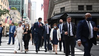 Pedro Sánchez, el miércoles en Nueva York, en el primer día de su gira por EE UU.