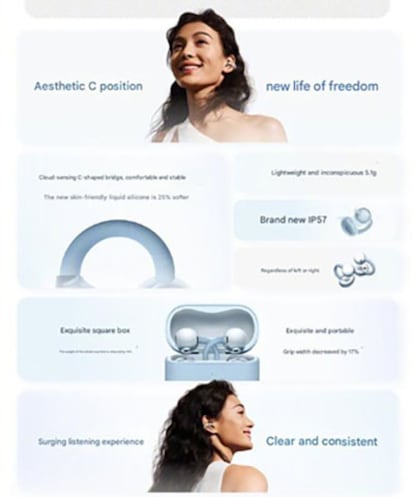 Aplicación de los auriculares Huawei FreeClip 2 Open Ear TWS