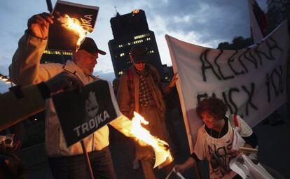 Manifestaci&oacute;n contra la troika, el Gobierno y la pol&iacute;tica de austeridad en Liubliana el pasado octubre.