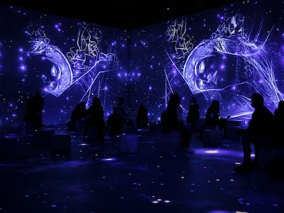 Aspecto de la exposición inmersiva sobre Klimt en el Centro de Artes Digitales Ideal de Barcelona.