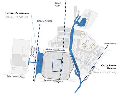 Plano del proyecto de aparcamiento del estadio Santiago Bernabéu.