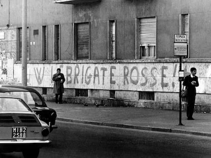 Pintada en apoyo a las Brigadas Rojas en una calle de Milán en 1977.