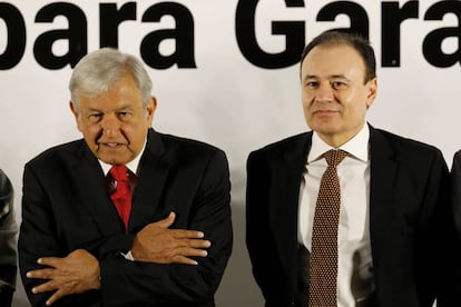 Andres Manuel Lopez Obrador y Alfonso Durazo, este jueves. 