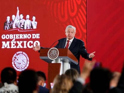López Obrador, este miércoles, durante su conferencia de prensa diaria. 