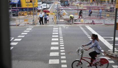 Obras en el paseo de Sant Joan el pasado verano