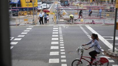 Obras en el paseo de Sant Joan el pasado verano