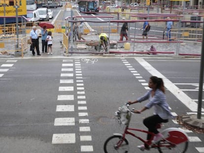 Obras en el paseo de Sant Joan el pasado verano