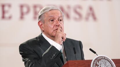 El presidente mexicano, Andrés Manuel López Obrador, durante su rueda de prensa matutina del pasado 4 de abril.