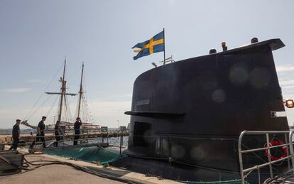 El submarino 'HMS Gotland', en el puerto naval de Karlskrona, el 25 de mayo de 2023. 