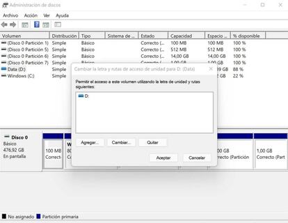 Cambio de disco Windows