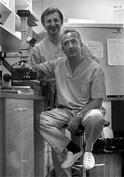 Antonio Pellicer (sentado) y su director científico, Carlos Simón.