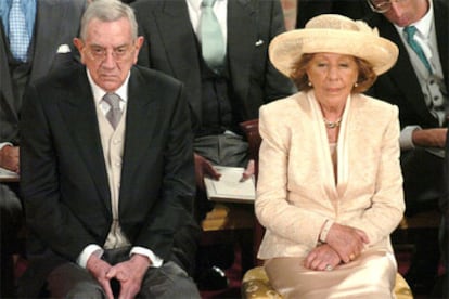 José Luis Ortiz, junto a su esposa, el día de la boda de los Príncipes de Asturias.