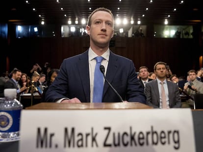 Mark Zuckerberg, el pasado abril, cuando testificó en el Congreso de EE UU por el caso de Cambridge Analytica.