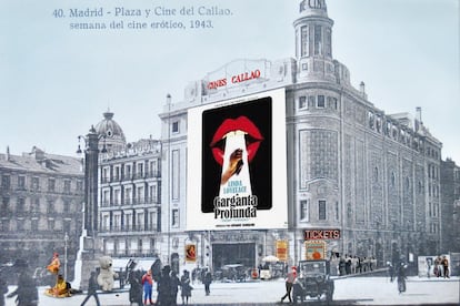 'Madrid. Plaza y cine del Callao. Semana del cine erótico, 1943'. 