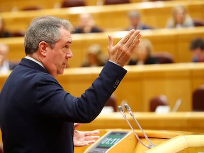 El senador del PSOE Juan Espadas, durante su intervención de este miércoles en el Senado.