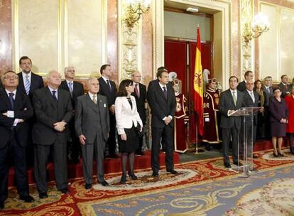 Vista general del Salón de Coferencias del Congreso durante el discurso de su presidente, José Bono.