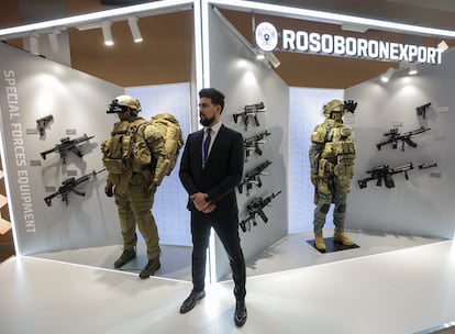 Escaparate de la agencia rusa para la exportación de armas, Rosoboronexport, en el encuentro de Moscú