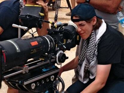 A diretora Megan Ellison na filmagem de ‘A hora mais escura’.