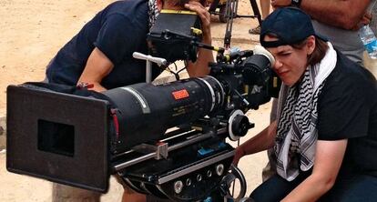 A diretora Megan Ellison na filmagem de ‘A hora mais escura’.