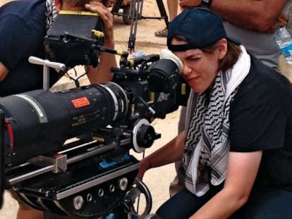 A diretora Megan Ellison na filmagem de ‘A hora mais escura’.