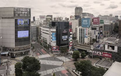 Vista aérea del paso de peatones de Shibuya, en Tokio.
