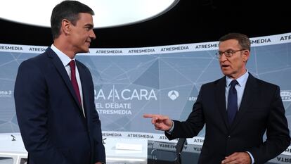 Imagen previa al debate electoral entre Pedro Sánchez y Alberto Núñez Feijóo.