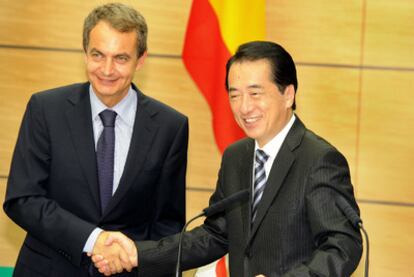 Jose Luis Rodriguez Zapatero, durante su encuentro con el primer ministro japonés, Naoto Kan.