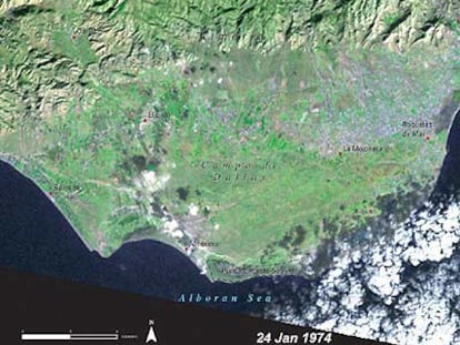 Vista por satélite del poniente almeriense en 1974