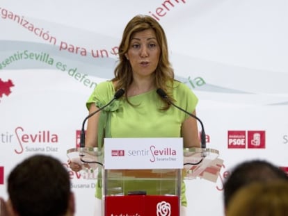 Susana D&iacute;az, en la sede del PSOE de Sevilla.