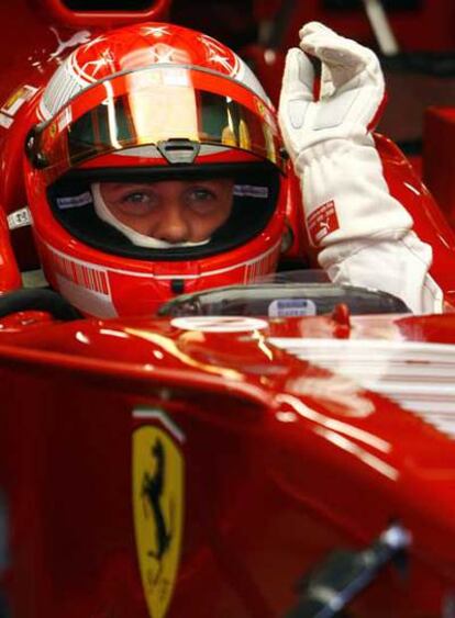 Michael Schumacher, tras los ensayos.